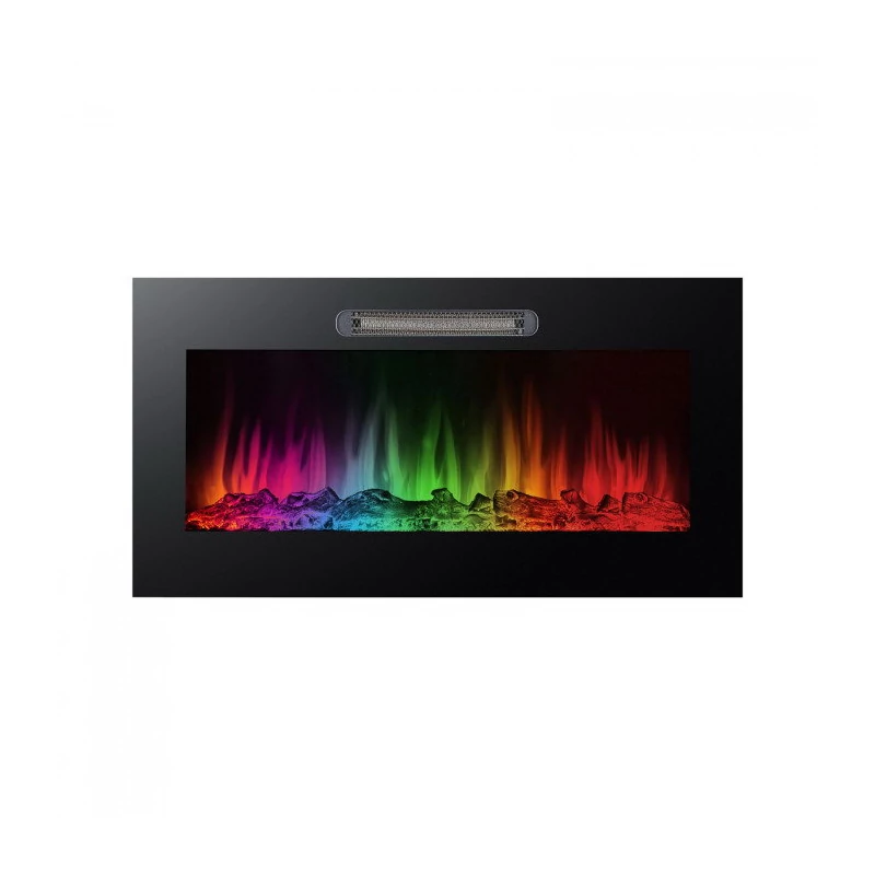 Elektromos beépíthető kandalló - hősugárzó + RGB LED - 91 x 15 x 48 cm